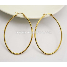 Klassische Edelstahl ovale 18K Goldband Ohrringe für Frauen